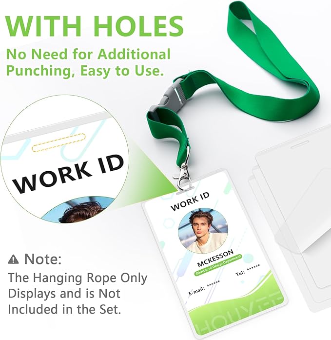 HOUYEE 200 Pack 5Mil Thermal Laminating Pouches, 2.5x4.25 Inches ID Badge Size Laminate Pouches with Hole, Ultra Clear Laminating Sheets, HeatSeal Laminator Pouches for ID Cards, Name Tags, Office Use
