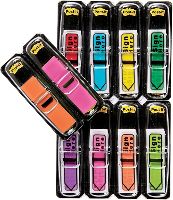 Post-it Flags 684-SHVA, 0.47in Wide, Asstd Colors - 12 Pack