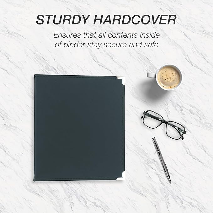 Samsill Classic Collection 3 Ring Leather Binder, Executive Presentation Portfolio, 1 Inch (Holds 100 Sheets), Silver Round Ring, Navy