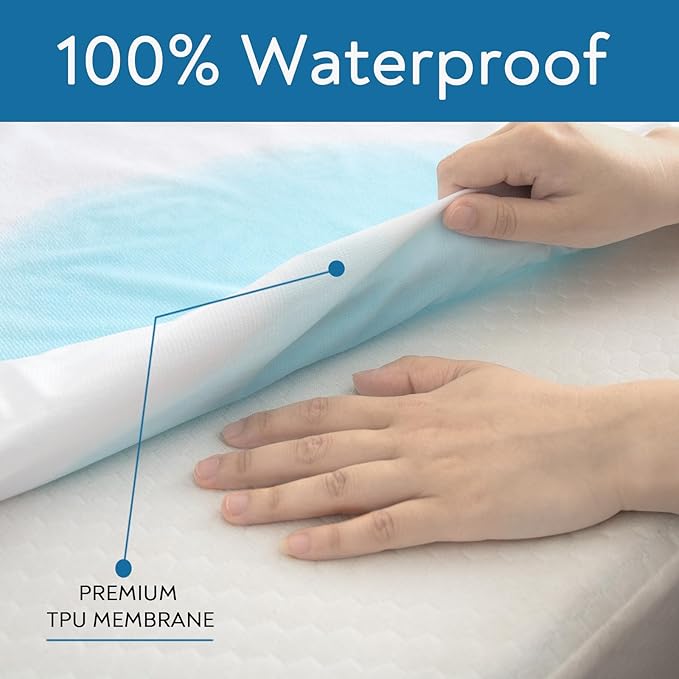 2 Pack Queen Mattress Protector Waterproof Mattress Topper Pad Cover Fitted Sheets up -18'' Premium Terry Absorbent & Skin Friendly Machine Wash Highly Protection Mattress Protector Queen Size