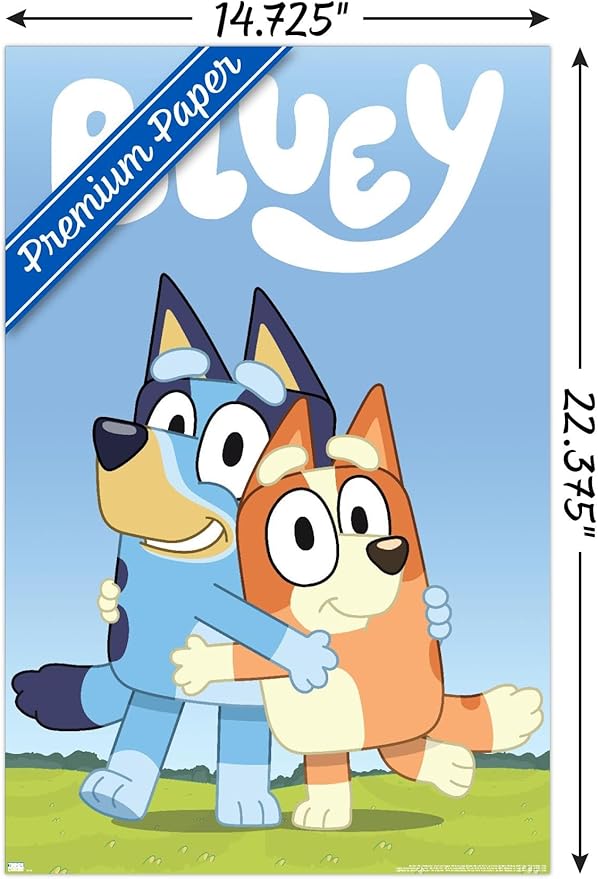 Bluey - Hug Wall Poster, 22.4L" x 14.7W", Premium Unframed Version