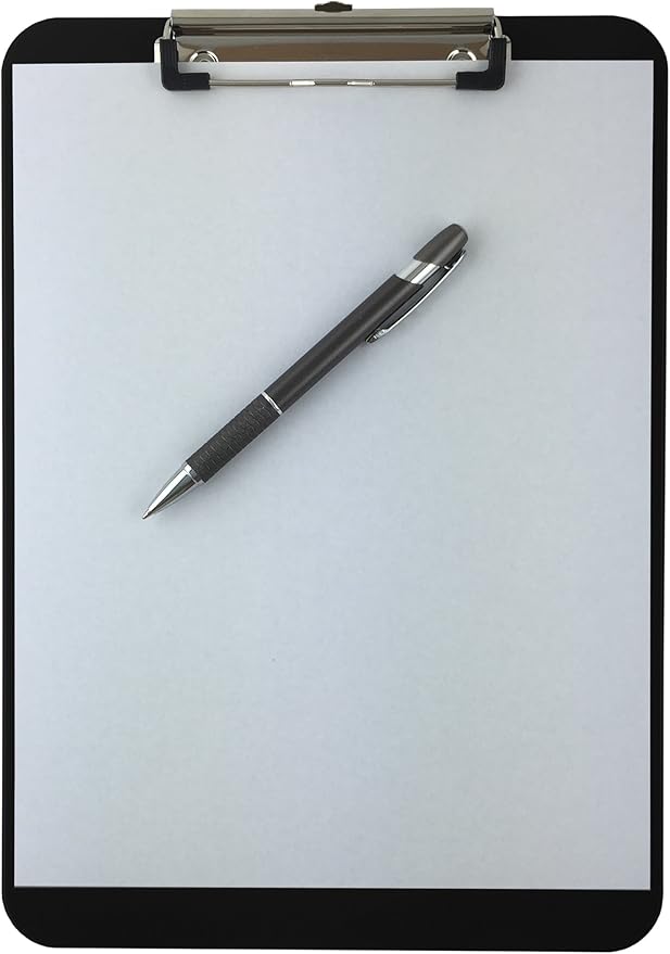 Trade Quest Plastic Clipboard Opaque Color Letter Size Low Profile Clip (Pack of 6) (Black)