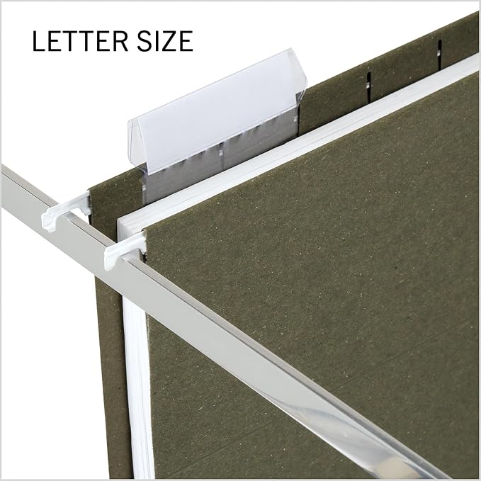Island Brand Hanging File Folders, 25 Pack, Green, Letter Size (8.5" x 11"), 5 Tab Positions, Everyday Filing Essentials for Home, Office and School Organization