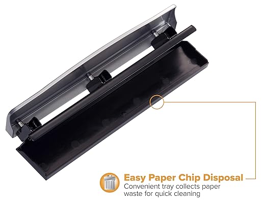 Bostitch Office Premium 3 Hole Punch, 12 Sheet Capacity, Metal, Rubber Base, Easy-Clean Tray, Silver, 2-Pack