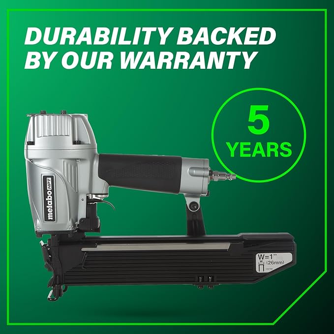 Metabo HPT Wide Crown Stapler, Pro-Preferred Pneumatic Power Nailers, Lathing Tool for Sheathing & Insulation, Quick Response, 16 Gauge, Up to 150 1" Wide Crown Staples, Length 1" to 2", N5024A2