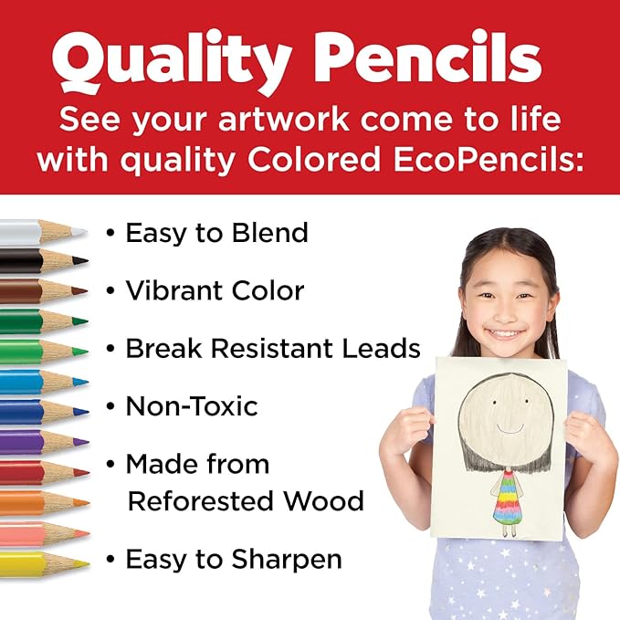 Faber-Castell World Colors Ecopencils - 15 Colored Pencils & Grip Trio Pencil Sharpener (Sharpener Color May Vary)