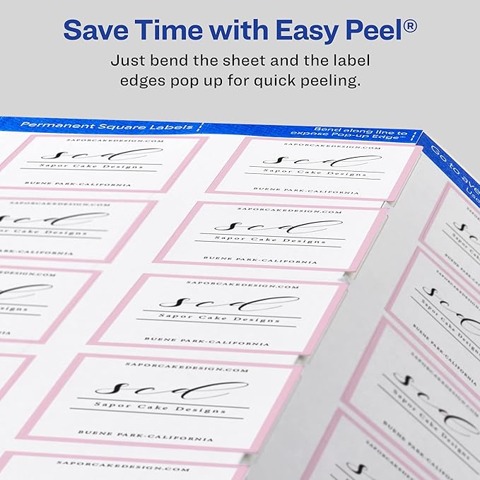 Avery Printable Square Labels, 2" x 2", Matte White, Laser & Inkjet Compatible, 300 Blank Labels Total, Great for Branding, Packaging, Events, and More (22806)