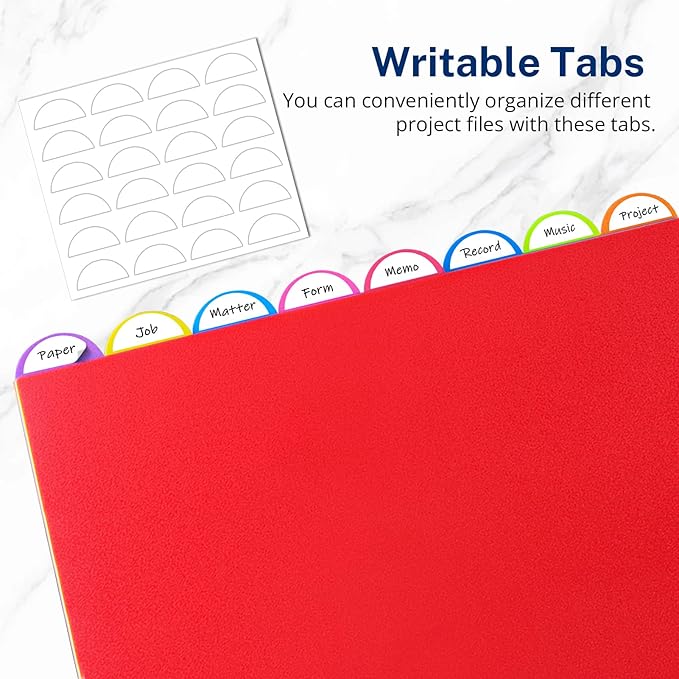 Dividers for 3 Ring Binder, 8 Tabs 16 Pcs Plastic Binder Dividers with Tabs, 3 Hole Punched Dividers Index Tab Dividers Colored Letter Size for School Office Multicolor