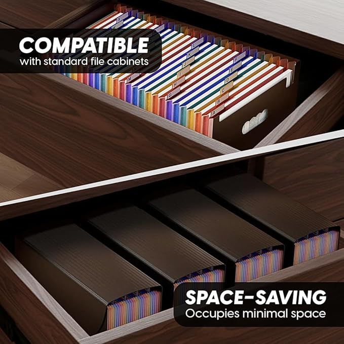 Plastic Accordion File Organizer, 26 Pockets Expandable File Folder Organizer, A4 Letter Size Filing Organizer with Colorful Tabs, Elastic Cord, 60 Paper Clip, Label & Stickers for Office School Home