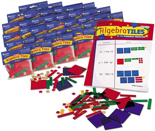Learning Resources Algebra Tile Class Set - Classroom And Teacher Must Haves, Board Bame, Homeschool Supplies, Math Manipulatives Workbook, Montessori Fraction Materials, Educational STEM