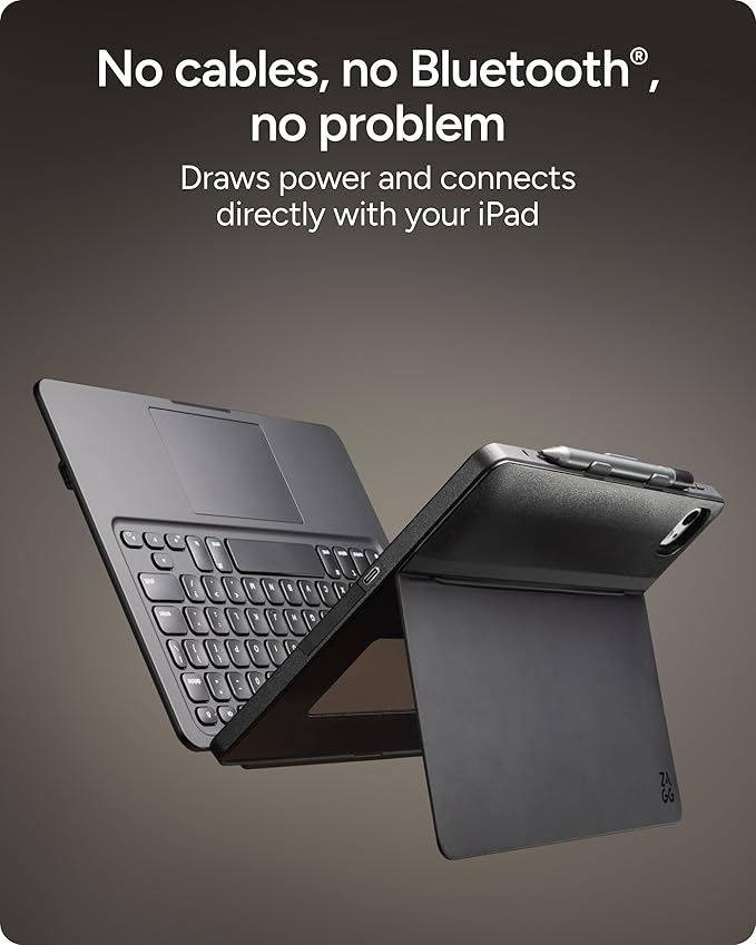 ZAGG Pro Keys Connect iPad Pro 13" (M5)/ (M4) Keyboard Case – USB‑C Direct Connect Keyboard with Trackpad, Detachable Backlit Keys, 6.6 ft Drop Protection, Kickstand & Dual USB‑C Ports, Black