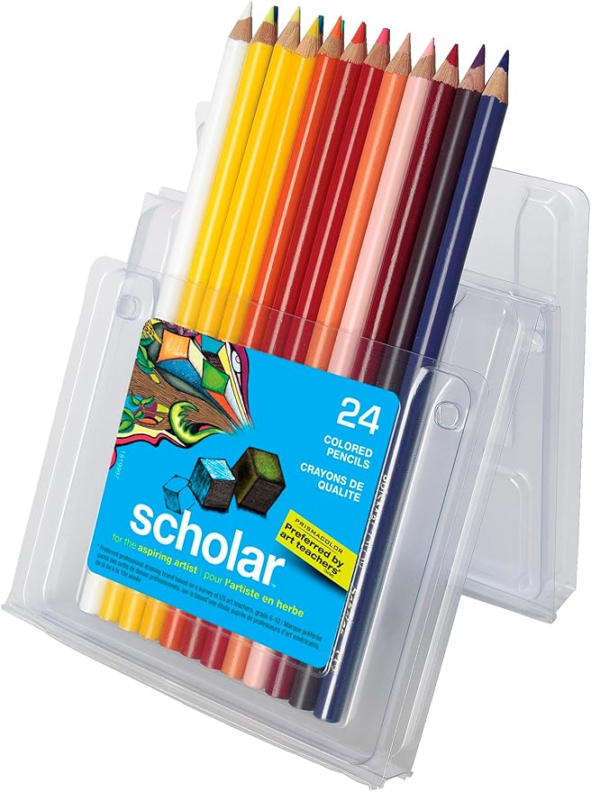 Prismacolor Scholar Colored Pencils, 24 Count - Vibrant Colors, Art Supplies, Drawing, Coloring, For Beginner Artists
