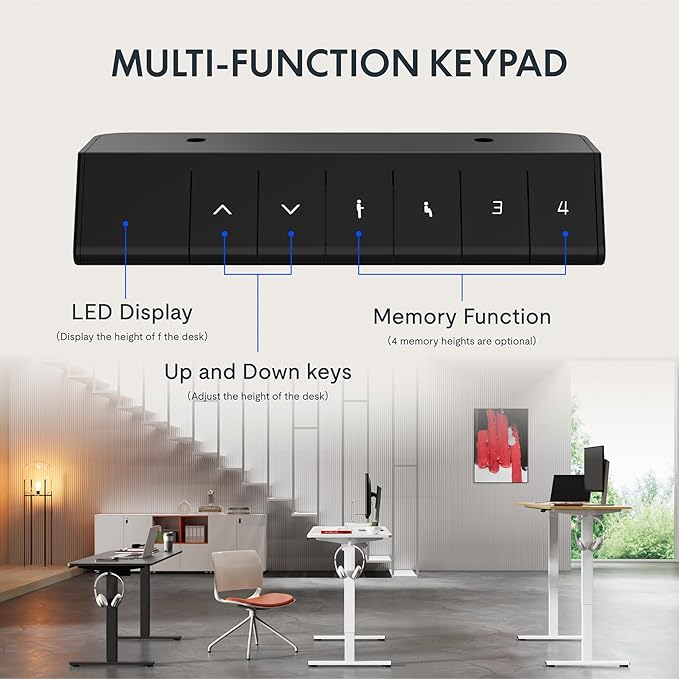 FLEXISPOT 40x24 Inch Electric Height Adjustable Standing Desk for Home & Office, Splice Board Desk for Computer Workstation, Study, or Creative Setup, Maple