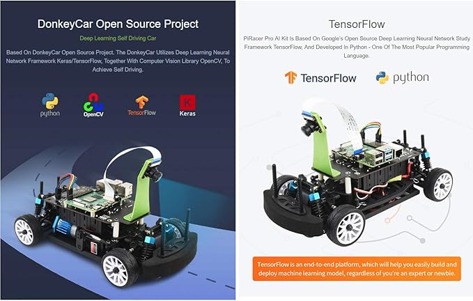 Waveshare PiRacer Pro AI Kit High Performance AI Robot Competitive Race car Deep Learning, Automatic Driving, Comes with Raspberry Pi Model B 4GB