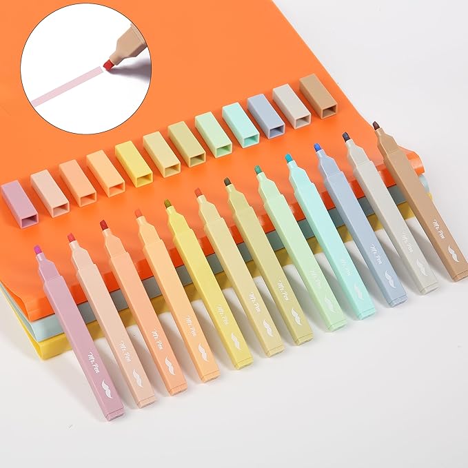 Mr. Pen Aesthetic Highlighters, 12 pcs, Chisel Tip, Vintage & Cute Assorted Colors, Bible Highlighters No Bleed
