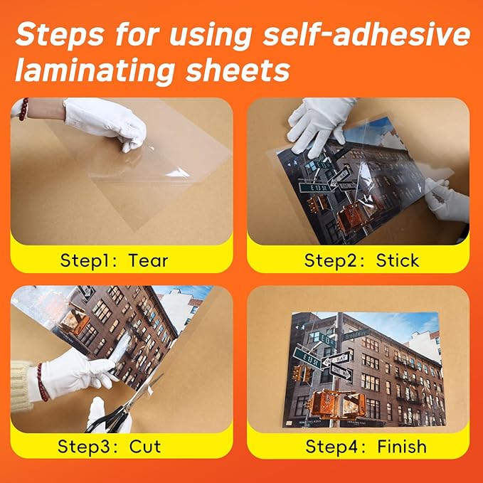 Thicker Self Adhesive Laminating Sheets,100PCS 8.5 x 11 Self Sealing Laminate Sheets Lettter Size No Machine No Heat 4mil Clear Laminating Sheets for Protecting Documents, Photos