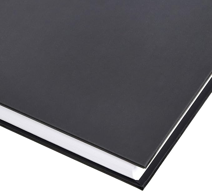 Amazon Basics Professional Hardcover Writing Journal for Journaling and Note Taking, Sturdy, Perforated Pages, 10.5 x 7.5 inches, Black, 2-Pack