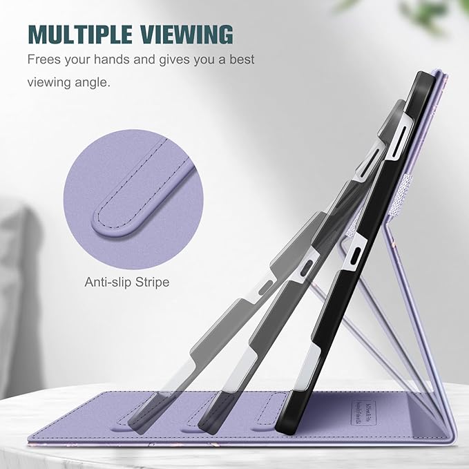 Fintie Case for Samsung Galaxy Tab S10 Lite/ S10 FE/ S9 FE 5G 10.9 Inch/Tab S9 11 Inch with S Pen Holder, Multi-Angle Viewing Protective Cover with Pocket, Auto Sleep/Wake, Lilac Marble