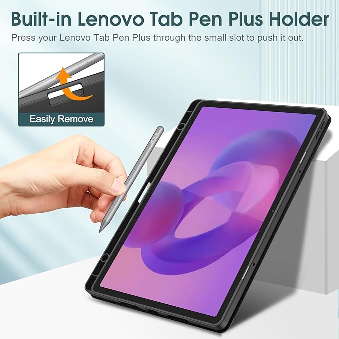 Fintie Case for Lenovo Idea Tab Pro 12.7 inch 2025 (TB-373FU/ TB-375FC) - Ultra-Thin Soft TPU Back Cover Protective Case with Pen Holder and Auto Sleep/Wake (Black)