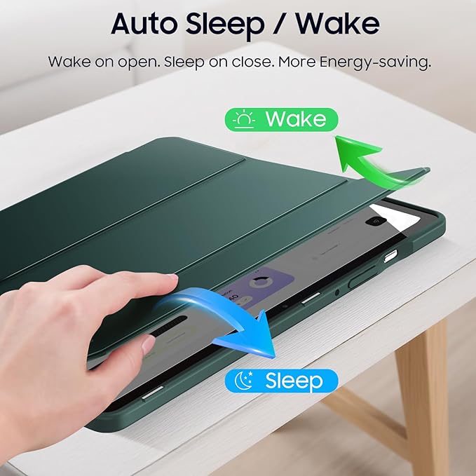 Fintie Hybrid Slim Case for Samsung Galaxy Tab S10 Lite/ S10 FE/ S9 FE 10.9 Inch/Tab S9 11 Inch with S Pen Holder, Shockproof Cover with Clear Transparent Back Shell, Auto Wake/Sleep, Midnight Green