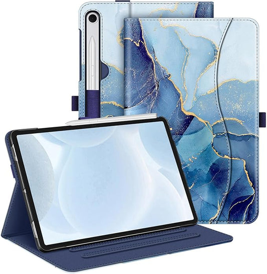 Fintie Case for Samsung Galaxy Tab S10 Lite/ S10 FE/ S9 FE 5G 10.9 Inch/Tab S9 11 Inch with S Pen Holder, Multi-Angle Viewing Protective Cover with Pocket, Auto Sleep/Wake, Ocean Marble