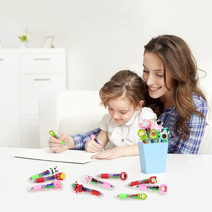 35 Pack Mini Multicolor Pens in One 4-in-1 Fun Pens for Kids Cute Ballpoint Pen Bulk for Birthdays and Children's Parties Fun Gifts Assorted Ink Kawaii Pen