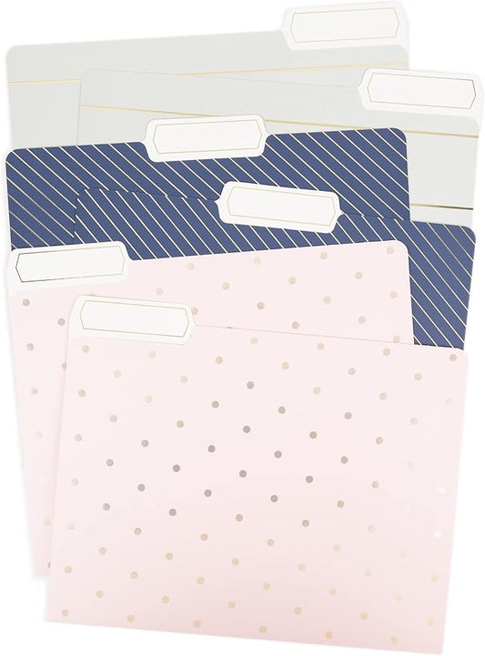 U Brands Fashion File Folders, 1/3-Cut Tabs in Assorted Positions, Letter Size, Office Supplies, 6 Count (Fashionable)