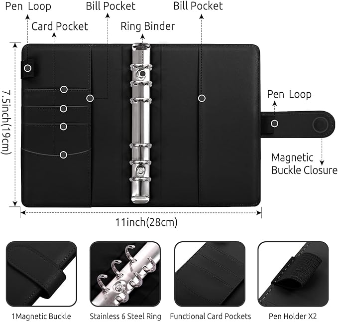 SKYDUE Budget Binder, Money Saving Binder with Zipper Envelopes, Cash Envelopes and Expense Budget Sheets for Budgeting