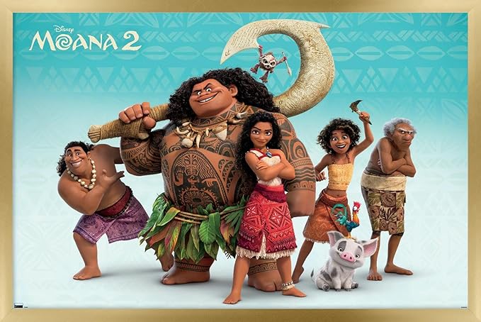 Disney Moana 2 - Group Wall Poster, 34L" x 22.4W", Gold Framed Version
