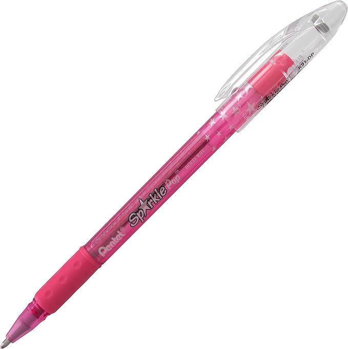 Pentel Sparkle Pop Metallic Gel Pen, (1.0mm) Bold Line, Pink, Box of 12 Pens (K91-DP)