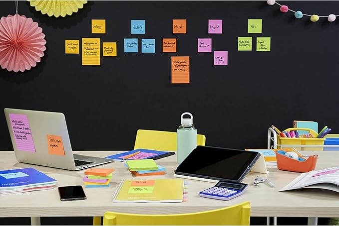 Post-it Super Sticky Notes, 8 Sticky Note Pads, 6 x 4 in., Ideal for Organization in Your Dorm, Home or Office, Energy Boost Collection