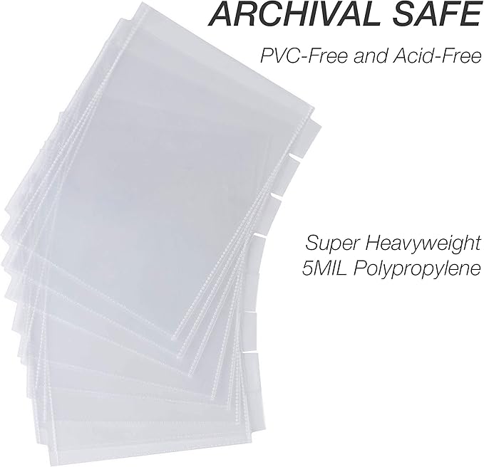 Samsill Junior 8 Tab Recipe Dividers, Recipe Sleeves, Sheet Protector Dividers with Tab Inserts, Clear, Super Heavyweight, Top Loading, 3 Hold Punched, Fits 8x9 Inch Mini Recipe Binders, Archival Safe