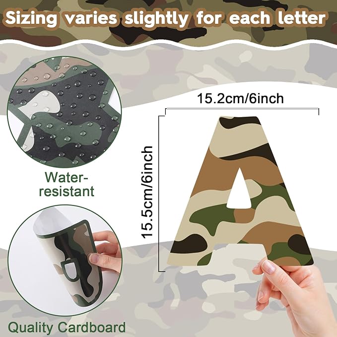 150PCS Large 6" Bulletin Board Letters Set, Camouflage Themed Classroom Alphabet Cutout Letter for Bulletin Board Display Home School, A Great Helper to Inspire Students' Learning Interest