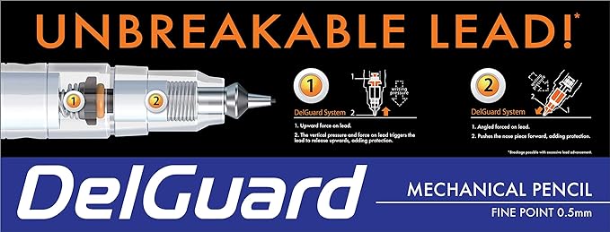Zebra Pen DelGuard Lead Refills 0.5mm HB, Break-Resistant Graphite for Mechanical Pencils, Smooth Writing, Compatible with DelGuard Pencil, 1-Pack, 12 Lead Refills Included (89881)