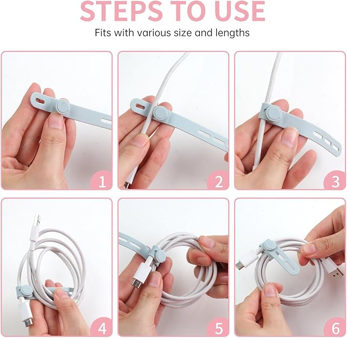 Oligei 25 Pcs Silicone Cable Ties, Cable Ties Reusable, High Elasticity Cord Wraps for Electrical Cords, Cord Organizer for Earphone, Phone Charger(Colorful)