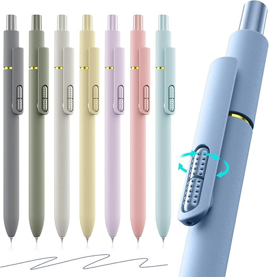 8Pcs Blue Gel Pens - 0.7mm Blue Ink Pens Medium Point | Smooth Writing - Quick Drying Retractable Pen for Men Women (Morandi - 8Pcs)