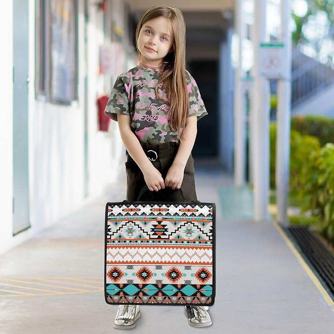 Aztec Indian Paisley Western Zipper Binder Bag 3 Ring Binder with Shoulder Strap Zip Up 500 Sheets Capacity Multi Pockets for School Office Supplies