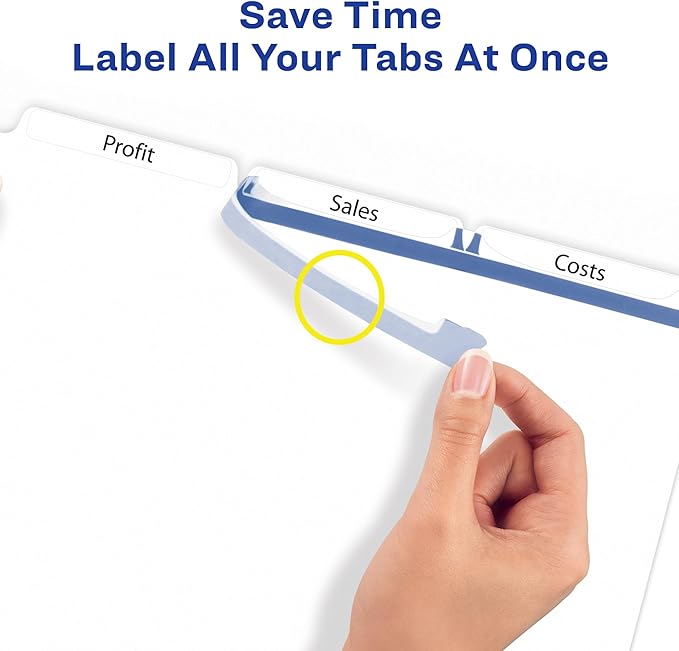 Avery 3-Tab Dividers for 3 Ring Binder, Easy Print & Apply Clear Label Strip, Index Maker Customizable White Tabs, 5 Sets (11435)