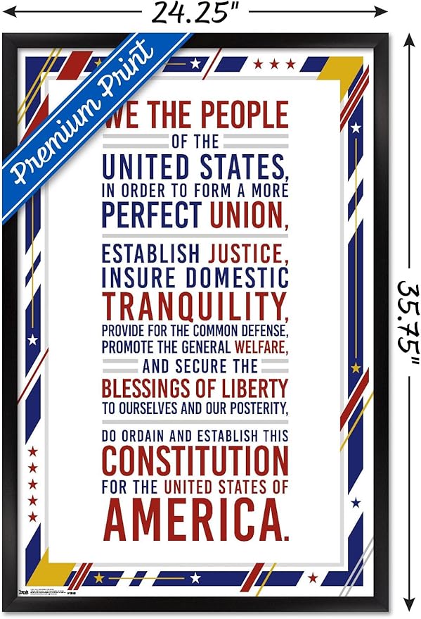Trends International The United States Of America - Constitution Preamble Wall Poster, 22.375" x 34", Black Framed Version
