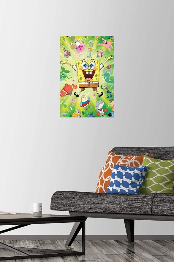 Trends International Nickelodeon SpongeBob Squarepants : Kamp Koral - Burst Wall Poster, 14.725" x 22.375", Premium Poster & Push Pin Bundle