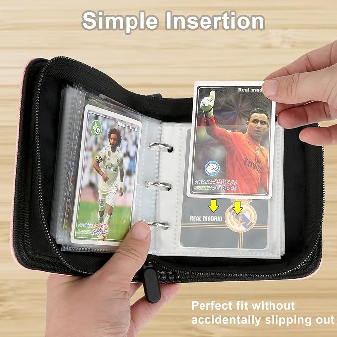 Mini Card Binder 1 Pocket, 80 Pockets Trading Card Binder, Premium Small 2 Pocket Trading Card Collection Album Folder with 40 Sleeves Double Sided - Gifts for Kids (Black）