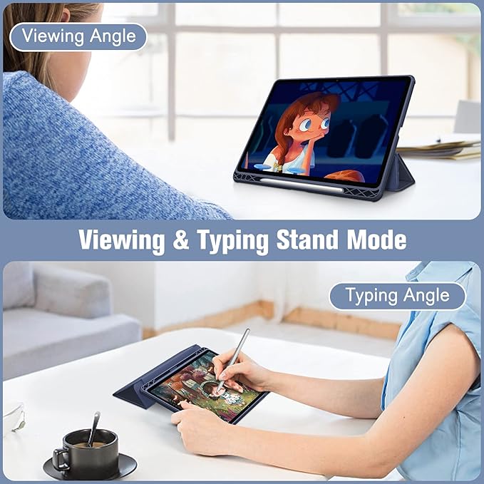 Fintie Hybrid Slim Case for Samsung Galaxy Tab S8/Tab S7 11 Inch (Model SM-X700/X706/T870/T875/T878) with S Pen Holder, Shockproof Cover with Clear Transparent Back Shell, Navy