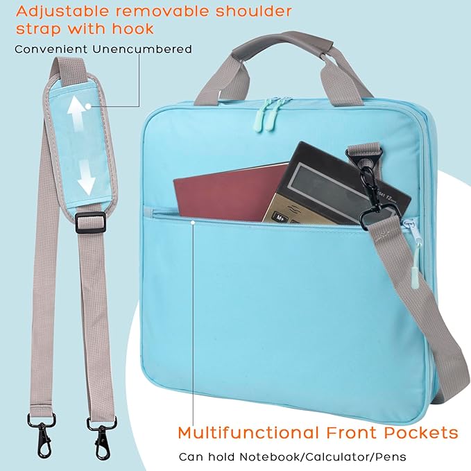 ChezMax Zipper Binder 3 Ring with Lunch Box - Zipper Binder Organizer Bag with Shoulder Strap & Handle, 2 Inch O Ring Binder, Large 500 Sheet Capacity & Multi-Pocket Binder Bag Organizer, Blue