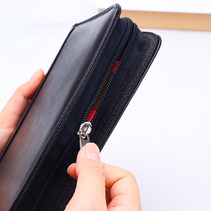 Black A6 Budget Binder Zipper PU Leather Binders Cover Refillable 6 Rings Loose Leaf Binding Cover for Planner Traveller Journal Accessories Supplies (Black A6 Binder)