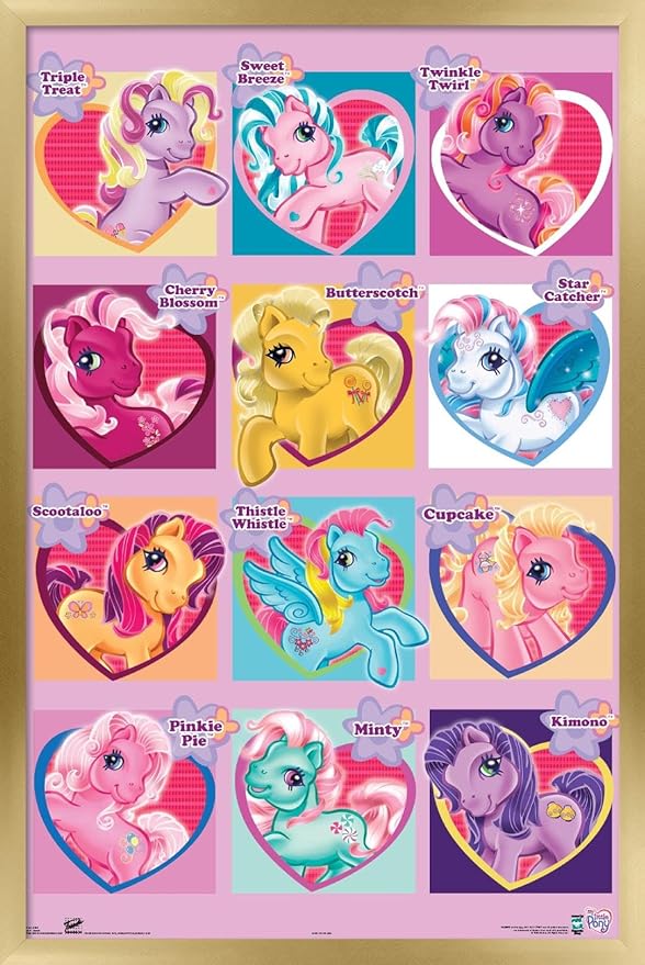 Trends International Hasbro My Little Pony - Chart Wall Poster, 14.725" x 22.375", Gold Framed Version