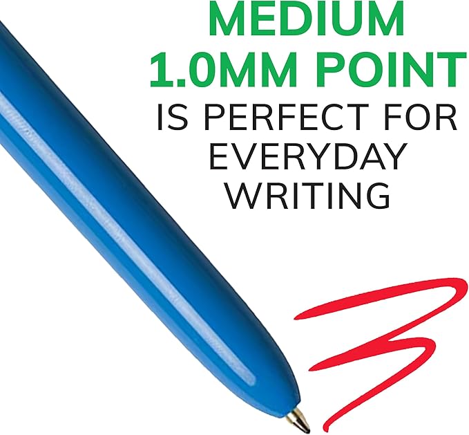 BIC 4-Color Original Retractable Ball Pens, Versatile 1.0mm Medium Point, Long-Lasting Ink, Great Gift Idea, 3-Count in Assorted Colors, (Pack of 2)
