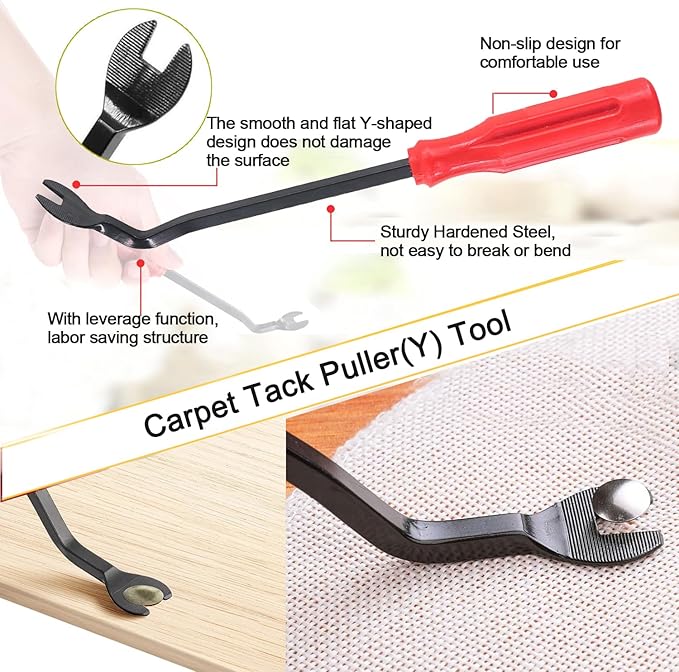 3Pcs Staple Remover, Heavy Duty Upholstery Staple Puller Tool with Ergonomic Handle, Tack Puller Tool, Nail Puller and Carpet Remover for Removing All Kinds of Staples