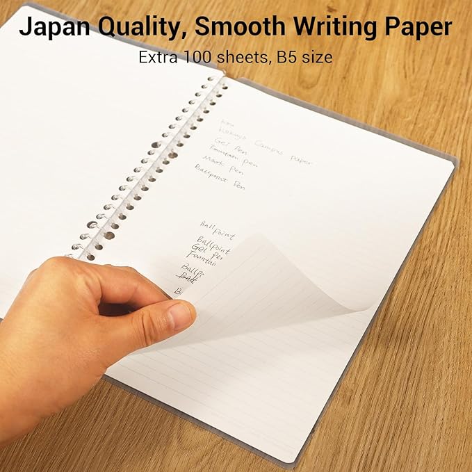 Kokuyo Campus Smart Ring Binders 3 Pack, B5 Notebook Binder +100 Sheet 6mm Dot Ruled Refiller Paper, 25 Sheet Capacity, 26 Rings, Light Color, Perfect for Work, Study & Journal, Japan Import