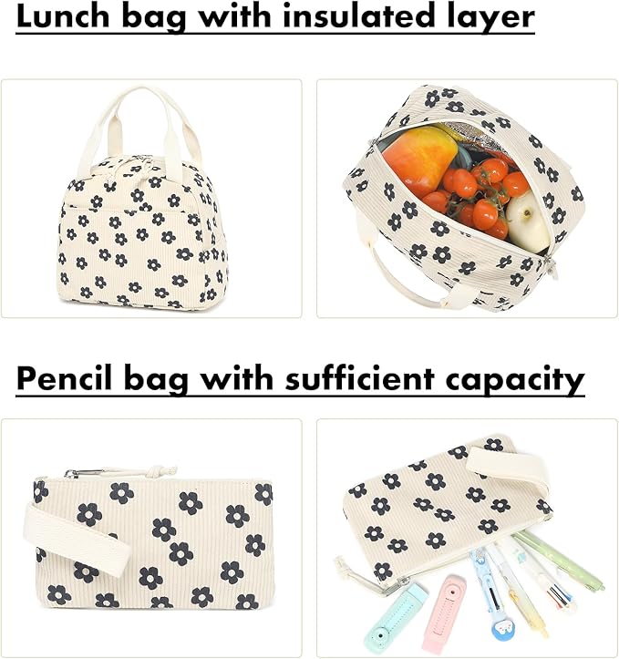 Bluboon School Backpack Set Girls Womens Laptop Bookbag Casual Daypack Fits 15 inch Laptop with Lunch Tote Bag and Pencil Bag