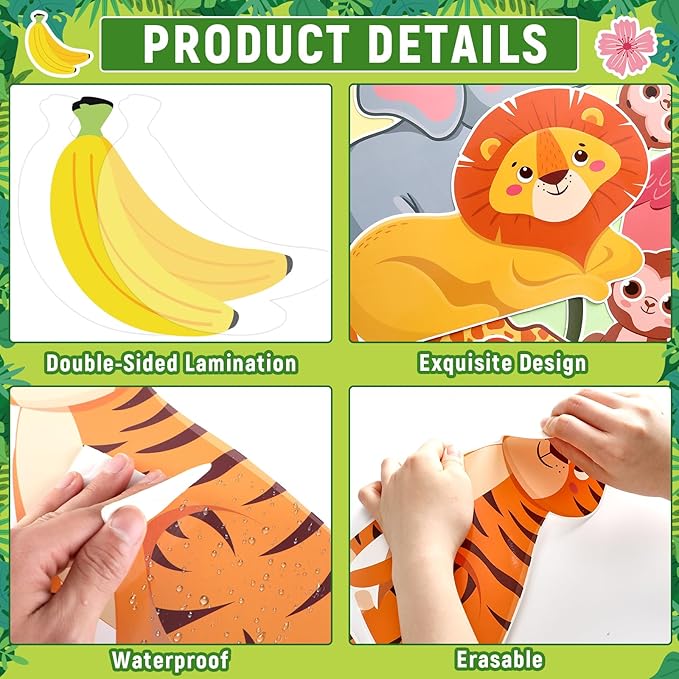 72PCS We Are Wild About Learning Bulletin Board Set Jungle Animals Truck Classroom Decoration Wild Monkey Elephant Safari Paper Cutouts for Teacher Summer Back to School Chalkboard Wall Decor Supplies